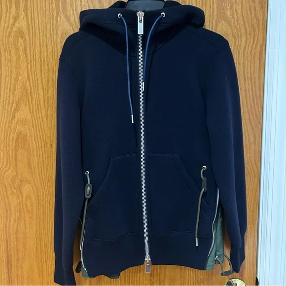 Sacai | Tops | Sacai Navy Khaki Sponge Sweat Ma Hoodie | Poshmark
